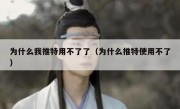 为什么我推特用不了了（为什么推特使用不了）