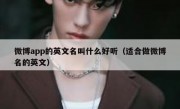 微博app的英文名叫什么好听（适合做微博名的英文）