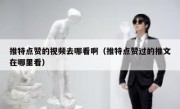 推特点赞的视频去哪看啊（推特点赞过的推文在哪里看）