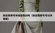 微信视频号挣钱是真的吗（微信视频号可以挣钱嘛）