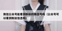 微信公众号能看到粉丝的微信号吗（公众号可以看到粉丝信息吗）