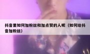 抖音里如何加粉丝和加点赞的人呢（如何给抖音加粉丝）