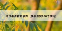 给快手点赞的软件（快手点赞100个技巧）