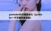 youtube40万播放收入（youtube一千万播放量收益）