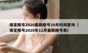 保定限号2020最新限号10月时间查询（保定限号2020年12月最新限号表）
