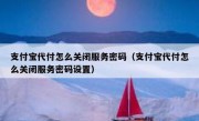 支付宝代付怎么关闭服务密码（支付宝代付怎么关闭服务密码设置）