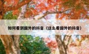如何看到国外的抖音（这么看国外的抖音）