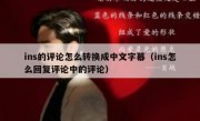 ins的评论怎么转换成中文字幕（ins怎么回复评论中的评论）