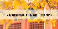 云服务器价格表（云服务器一台多少钱）