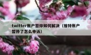 twitter账户暂停如何解决（推特账户暂停了怎么申诉）