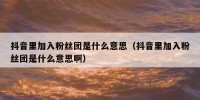 抖音里加入粉丝团是什么意思（抖音里加入粉丝团是什么意思啊）