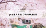 pi币中文教程（pi币中文社区）