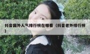 抖音国外人气排行榜在哪看（抖音老外排行榜）