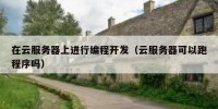 在云服务器上进行编程开发（云服务器可以跑程序吗）