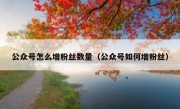 公众号怎么增粉丝数量（公众号如何增粉丝）