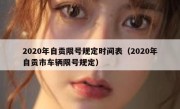2020年自贡限号规定时间表（2020年自贡市车辆限号规定）