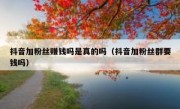抖音加粉丝赚钱吗是真的吗（抖音加粉丝群要钱吗）