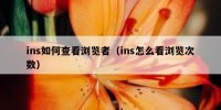 ins如何查看浏览者（ins怎么看浏览次数）