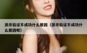 派币验证不成功什么原因（派币验证不成功什么原因呢）