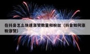 在抖音怎么快速涨赞数量和粉丝（抖音如何涨粉涨赞）