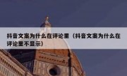 抖音文案为什么在评论里（抖音文案为什么在评论里不显示）