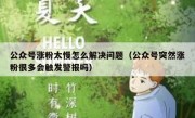公众号涨粉太慢怎么解决问题（公众号突然涨粉很多会触发警报吗）