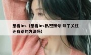 想看ins（想看ins私密账号 除了关注还有别的方法吗）