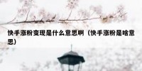 快手涨粉变现是什么意思啊（快手涨粉是啥意思）