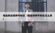 增加微信视频号粉丝（微信视频号粉丝怎么弄）