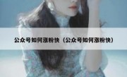 公众号如何涨粉快（公众号如何涨粉快）
