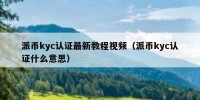 派币kyc认证最新教程视频（派币kyc认证什么意思）