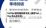 twitter网页版设置中文（网页twitter怎么改中文）