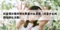 抖音预计提升转化数是什么意思（抖音什么叫预估转化次数）