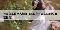 抖音怎么让别人加你（怎么在抖音上让别人加我微信）
