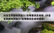 抖音互赞群如何加入?去哪里找出来呀（抖音互赞群如何加入?去哪里找出来呀视频）