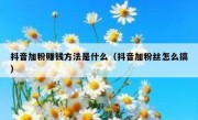 抖音加粉赚钱方法是什么（抖音加粉丝怎么搞）