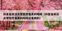 抖音加关注点赞软件是真的吗吗（抖音加关注点赞软件是真的吗吗还是假的）