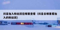 抖音加入粉丝团在哪里查看（抖音去哪里看加入的粉丝团）