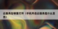 云服务在哪里打开（手机开启云服务是什么意思）