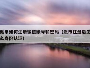 派币如何注册微信账号和密码（派币注册后怎么身份认证）