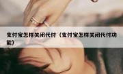 支付宝怎样关闭代付（支付宝怎样关闭代付功能）