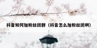 抖音如何加粉丝团群（抖音怎么加粉丝团啊）