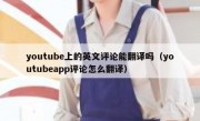 youtube上的英文评论能翻译吗（youtubeapp评论怎么翻译）