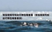 微信视频号粉丝灯牌在哪里看（微信视频号粉丝灯牌在哪里看到）