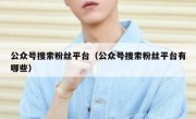 公众号搜索粉丝平台（公众号搜索粉丝平台有哪些）
