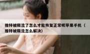 推特被限流了怎么才能恢复正常呢苹果手机（推特被限流怎么解决）