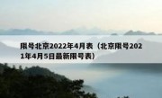 限号北京2022年4月表（北京限号2021年4月5日最新限号表）