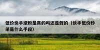 低价快手涨粉是真的吗还是假的（快手低价秒杀是什么手段）