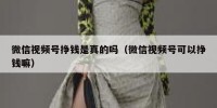 微信视频号挣钱是真的吗（微信视频号可以挣钱嘛）