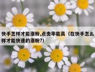 快手怎样才能涨粉,点击率能高（在快手怎么样才能快速的涨粉?）
